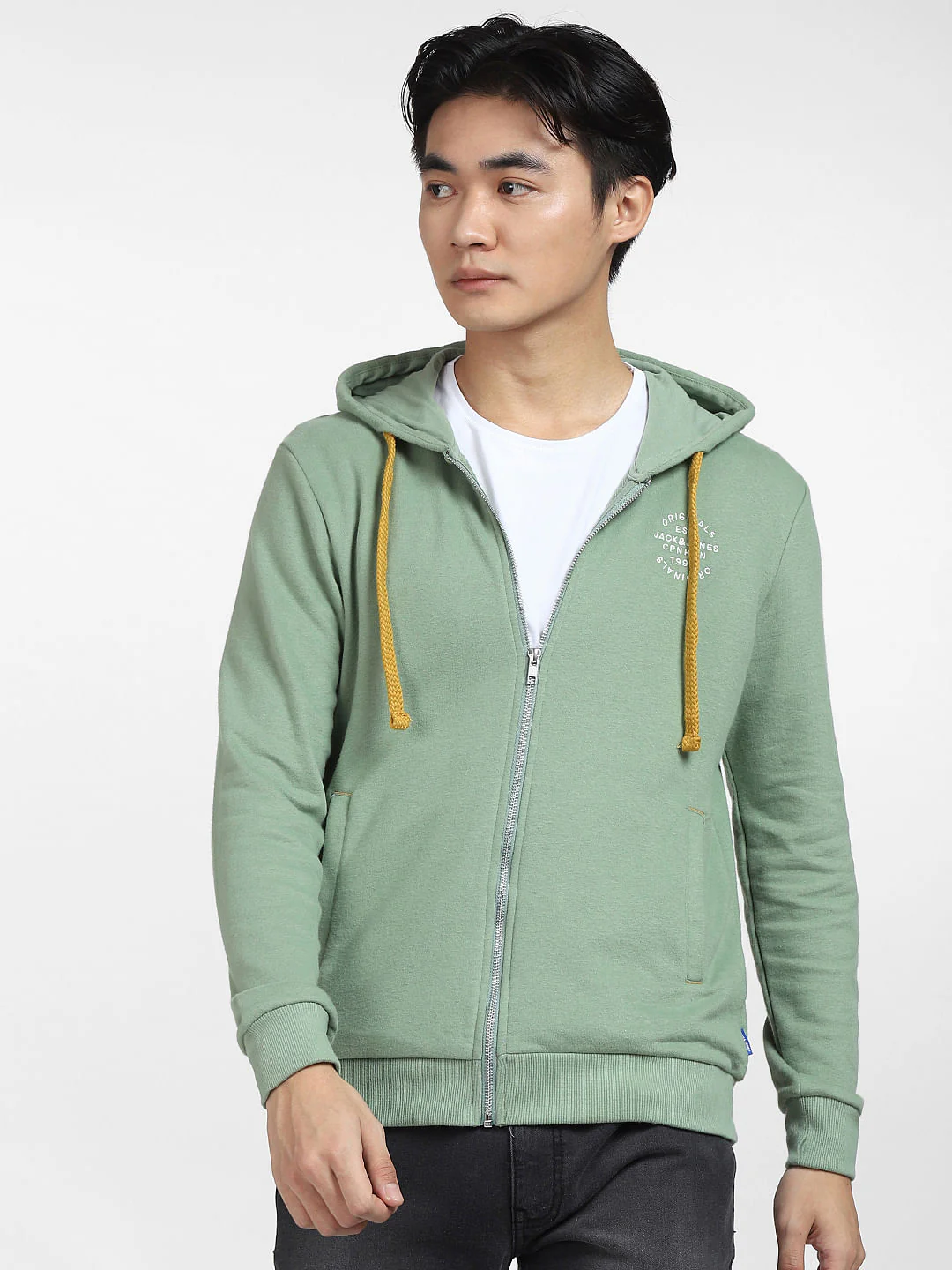 Green Front-Open Hooded Sweatshirt - Image 2