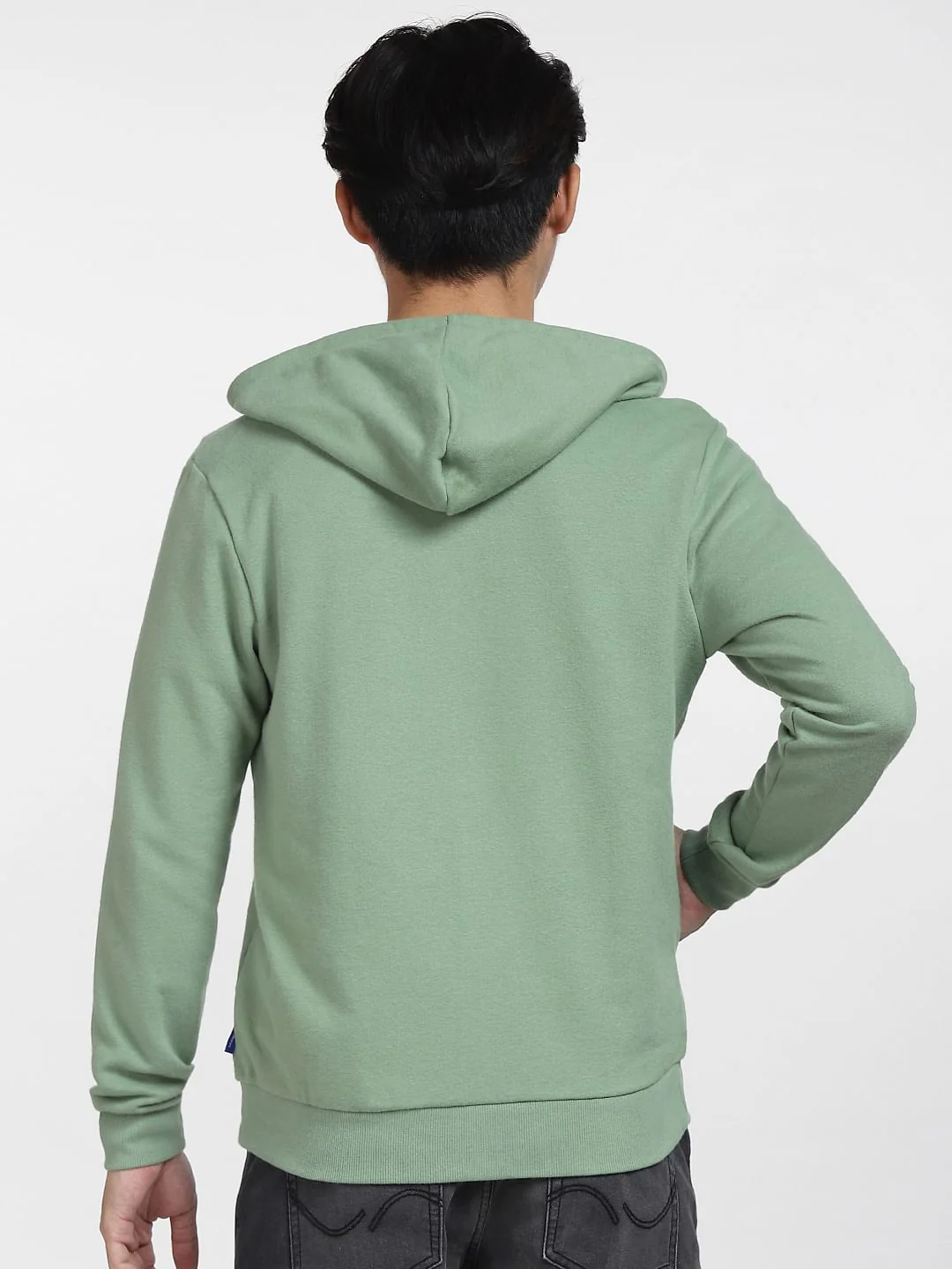 Green Front-Open Hooded Sweatshirt - Image 4