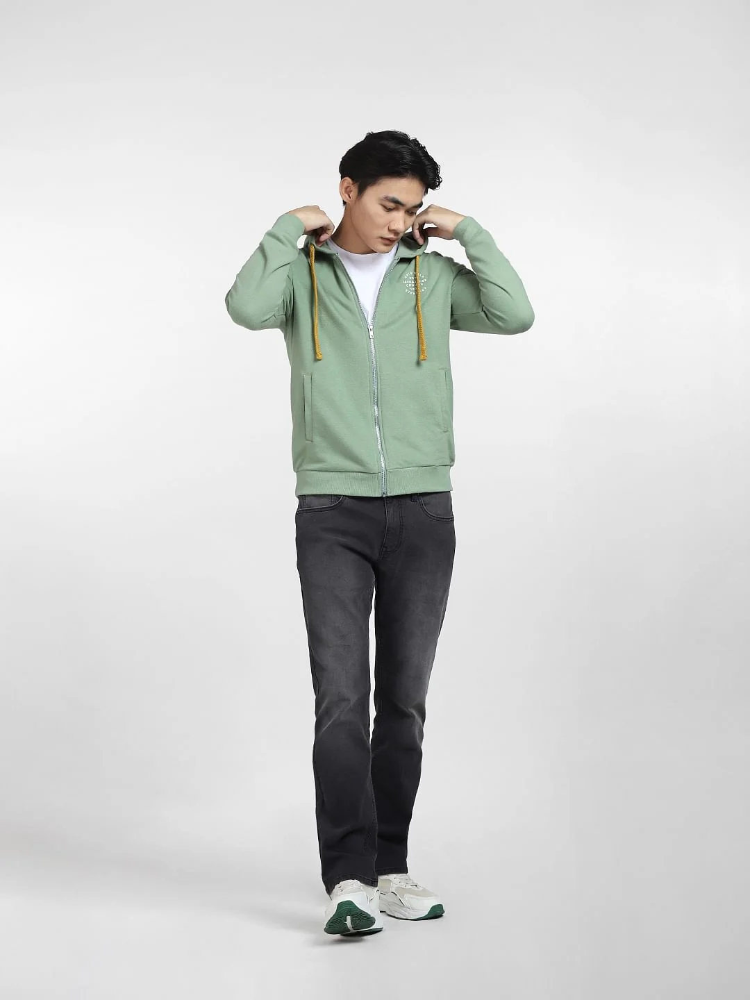Green Front-Open Hooded Sweatshirt - Image 6