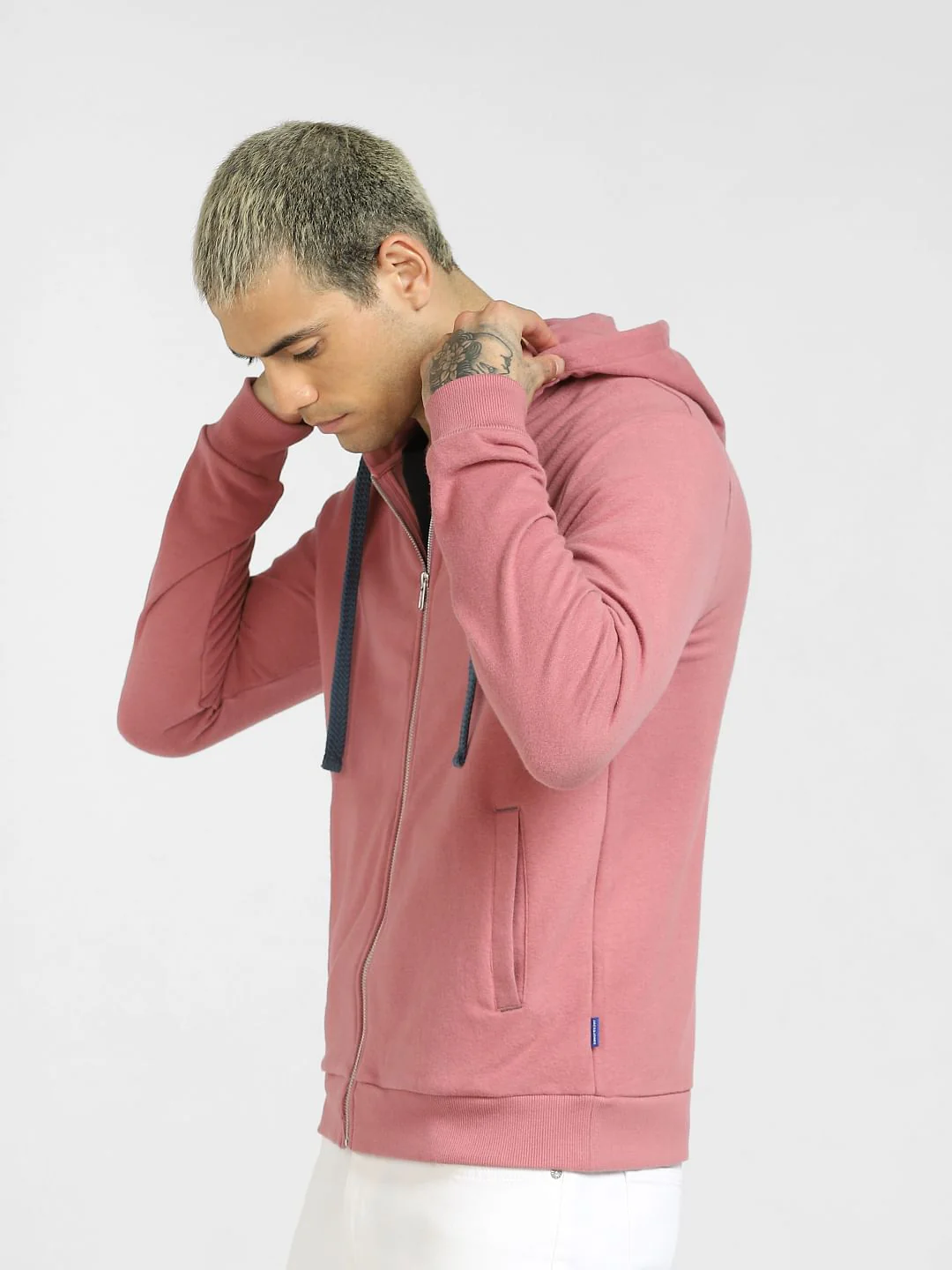 Pink Zip-Up Hooded Sweatshirt - Image 3