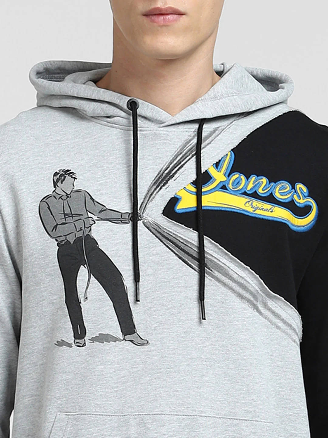 Grey Colourblocked Hooded Sweatshirt - Image 5
