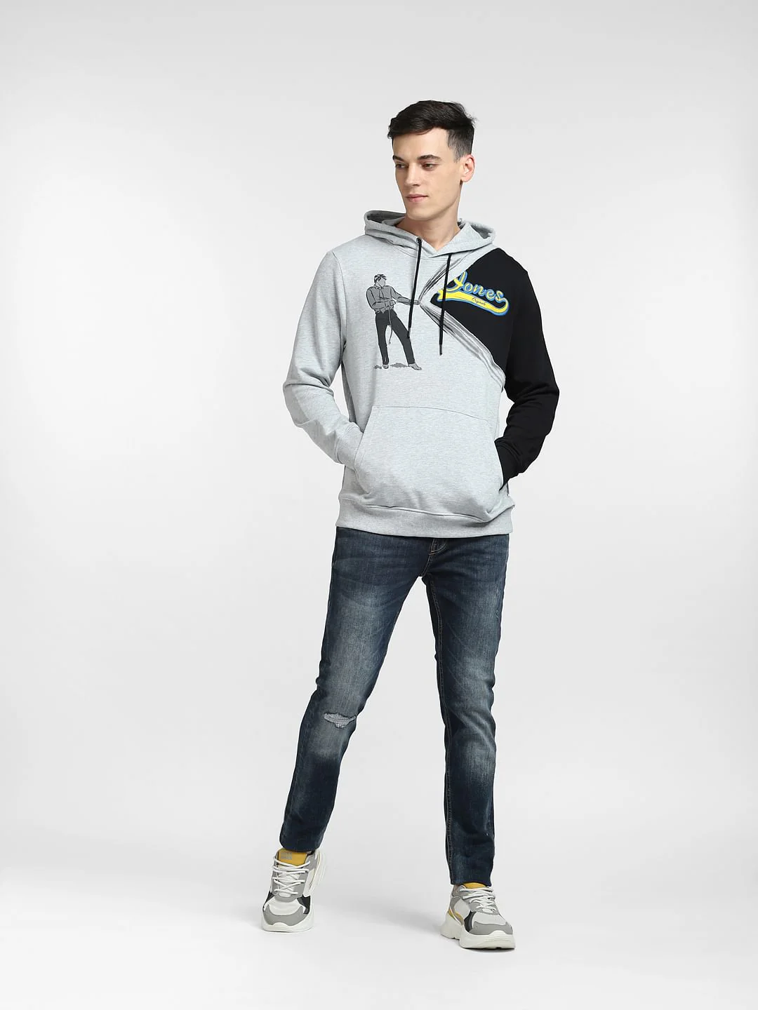 Grey Colourblocked Hooded Sweatshirt - Image 6