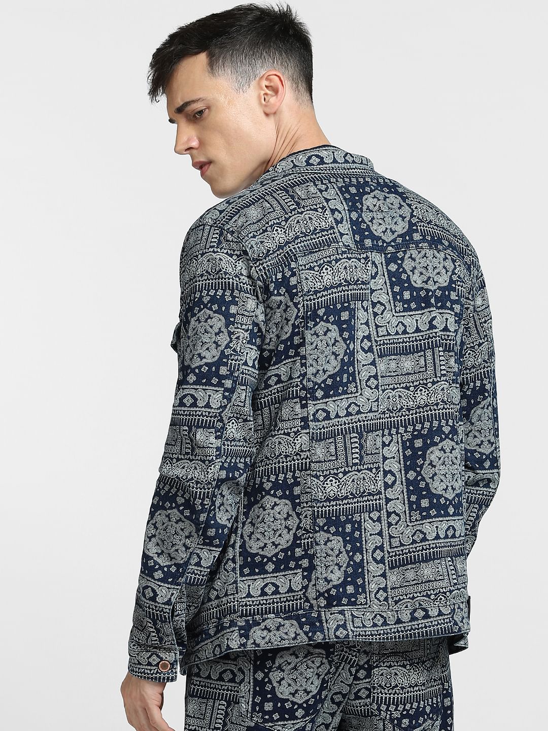 Blue Printed Co-ord Denim Jacket - Image 4