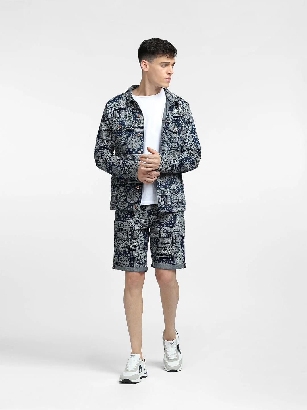Blue Printed Co-ord Denim Jacket - Image 6