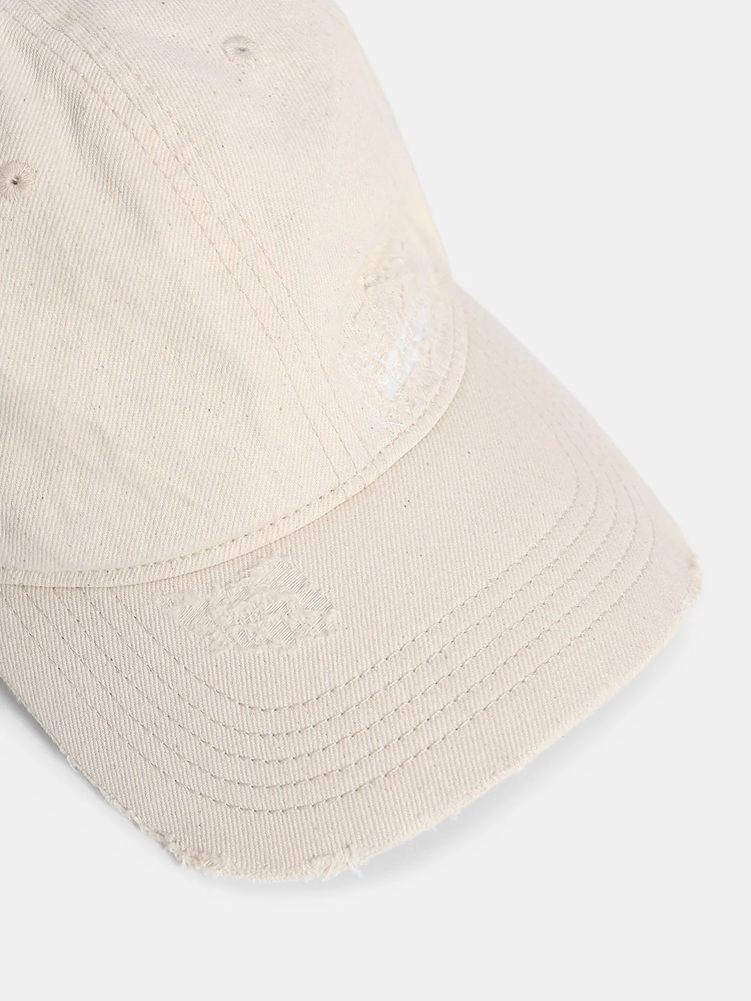 Ecru Ripped Denim Cap - Image 4