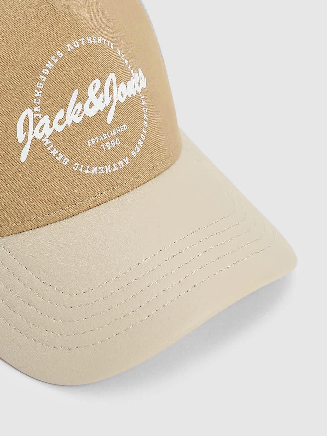 Beige Colourblocked Mesh Cap - Image 4
