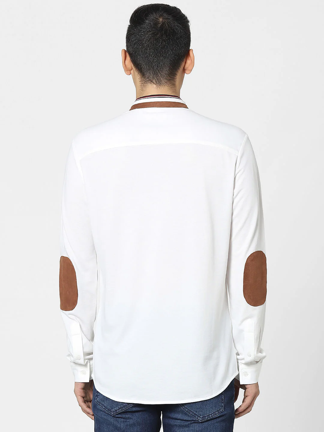 White Knitted Mandarin Collar Shirt - Image 4
