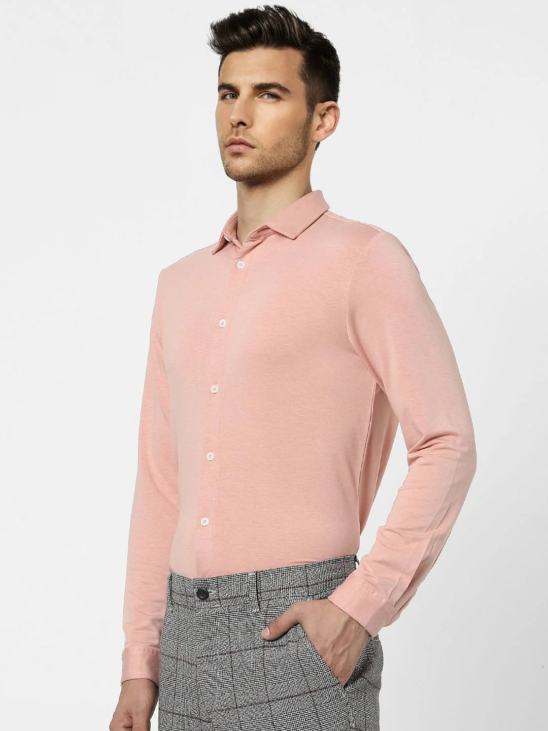 Peach Knit Full Sleeves Shirt - Image 3
