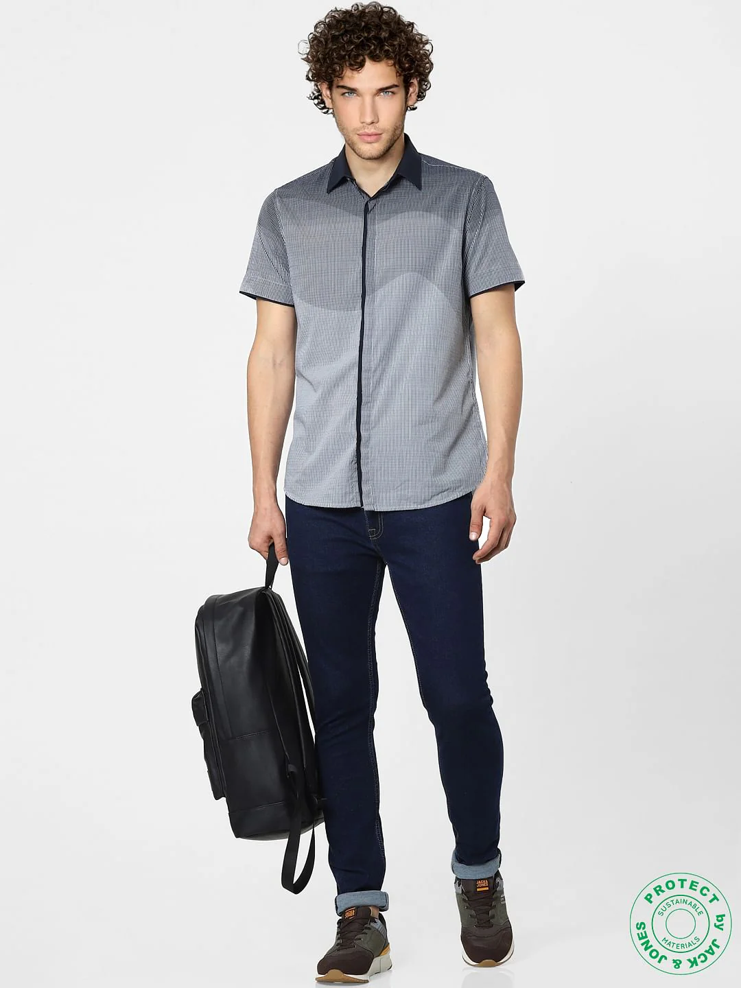 Blue Abstract Print Half Sleeves Shirt