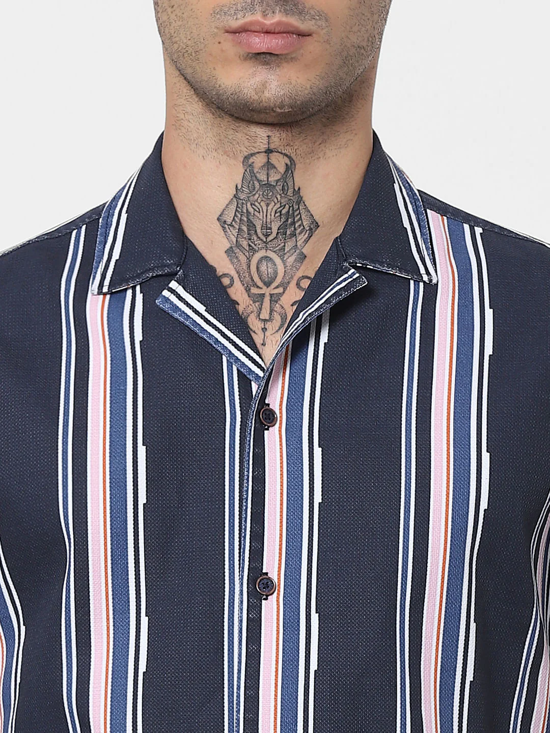 Blue Striped Half Sleeves Shirt - Image 5