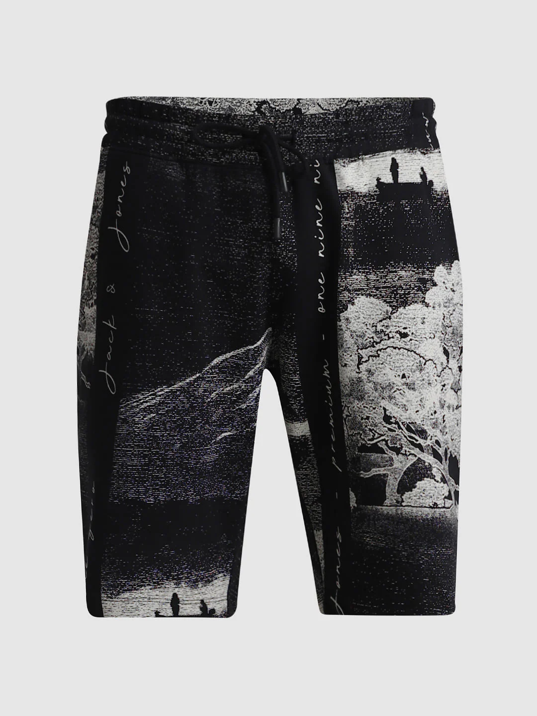 Black Mid Rise Abstract Print Shorts - Image 6