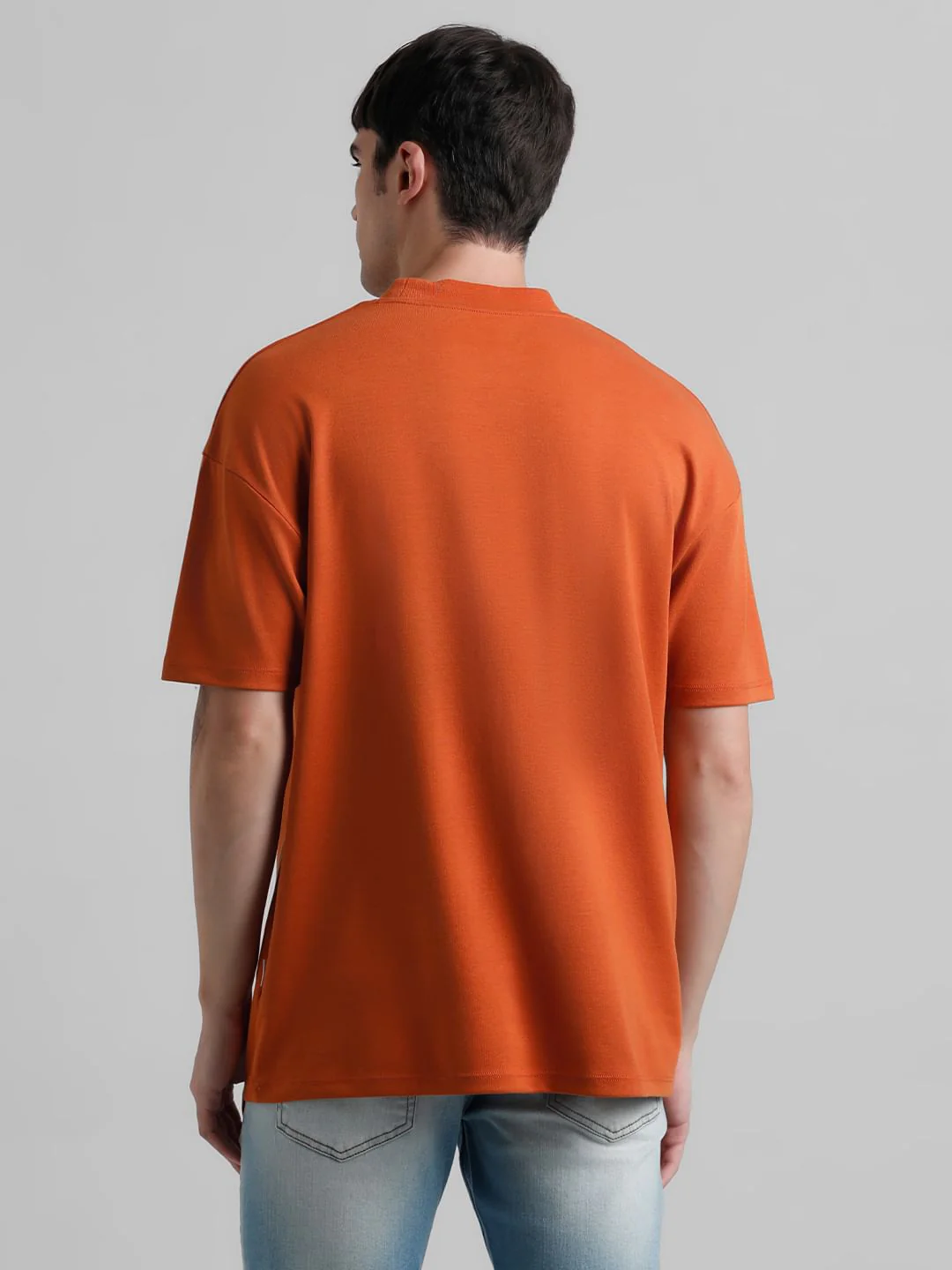 Knitted Crew Neck T-shirt - Orange - Image 4