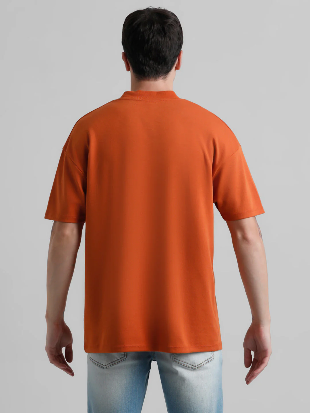 Knitted Crew Neck T-shirt - Orange - Image 9