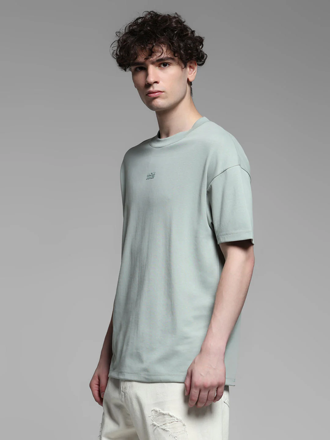 Knitted Crew Neck T-shirt - Green - Image 3