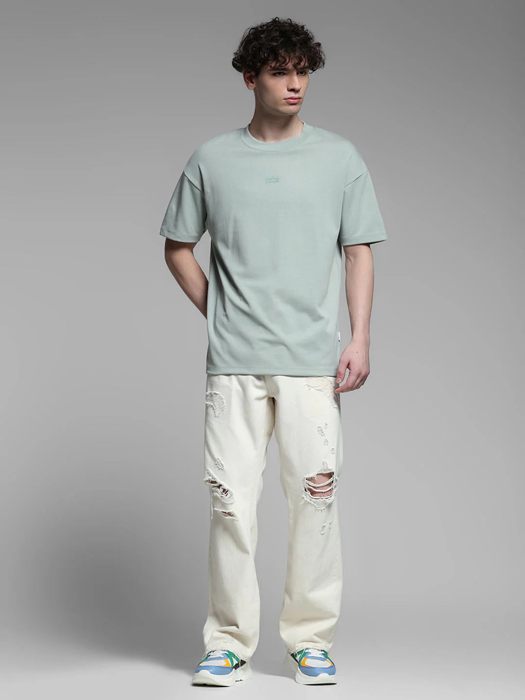Knitted Crew Neck T-shirt - Green - Image 6