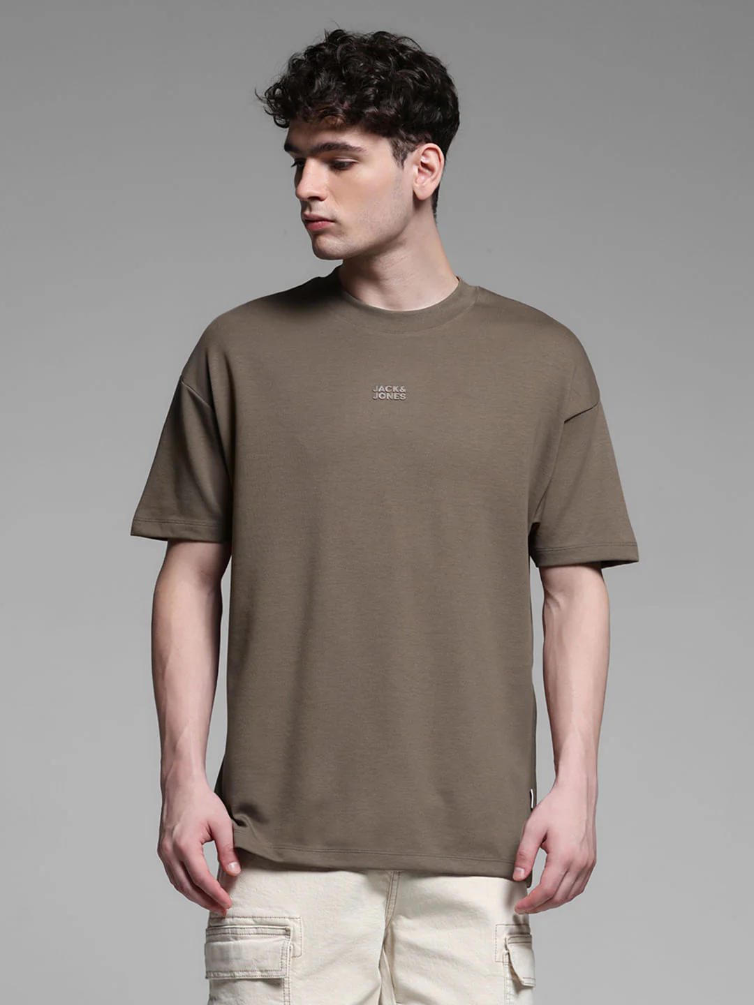 Knitted Crew Neck T-shirt - Brown - Image 2