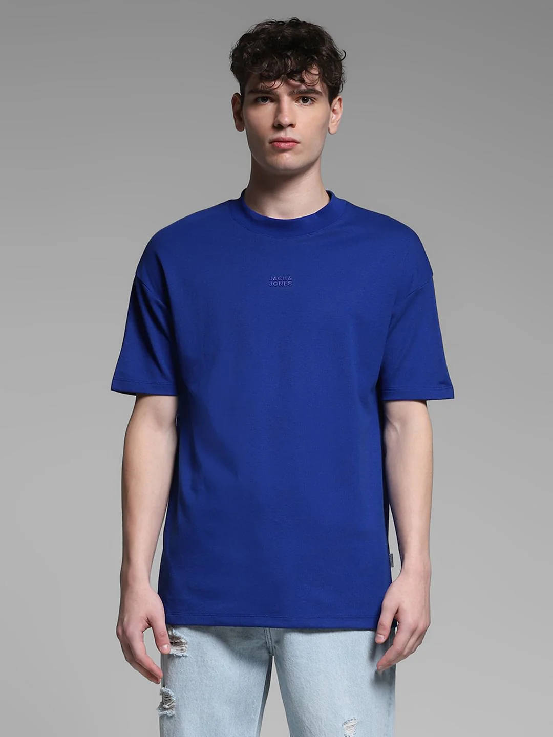 Dark Blue Knitted Oversized T-shirt - Image 2