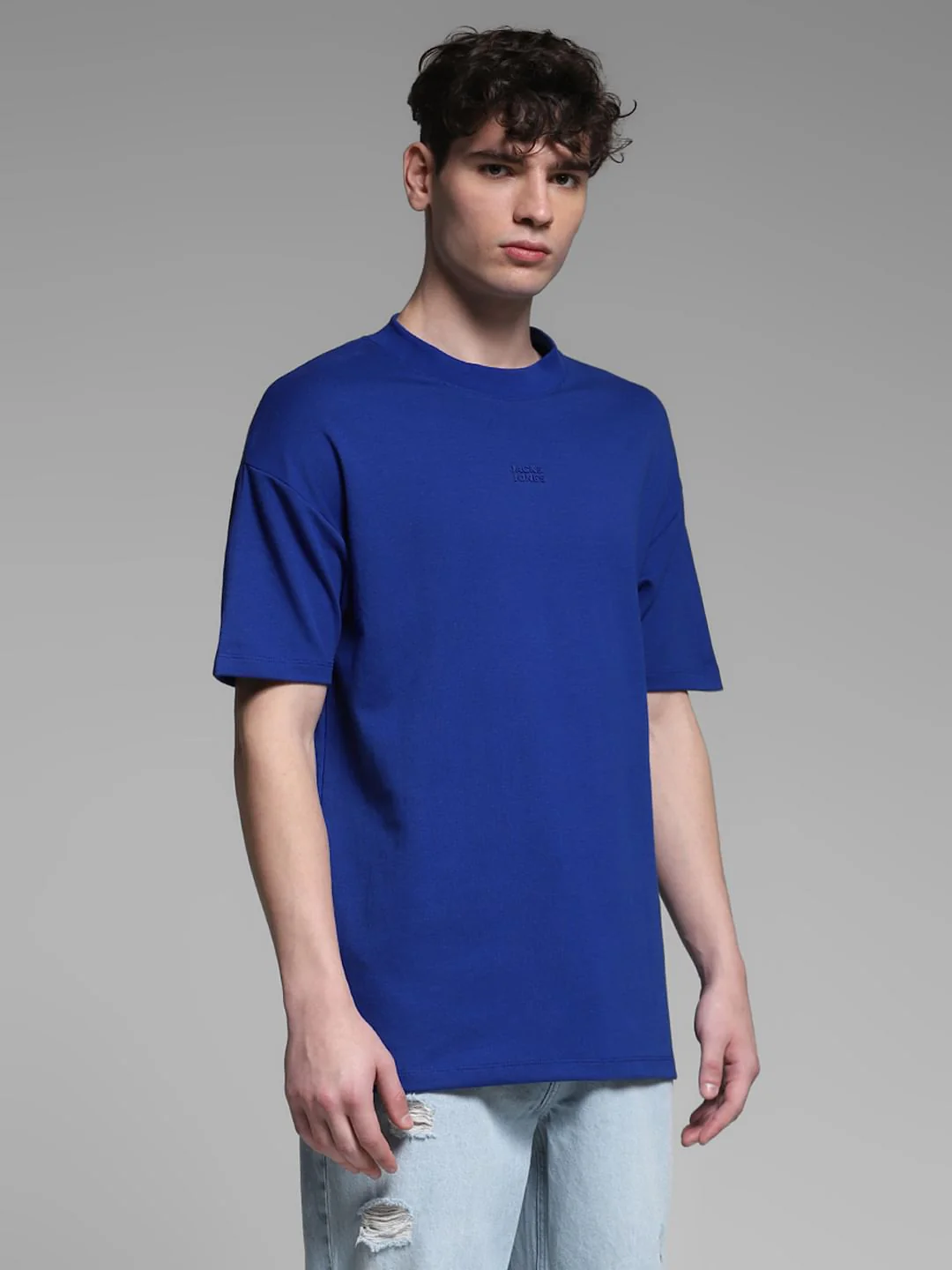 Dark Blue Knitted Oversized T-shirt - Image 3