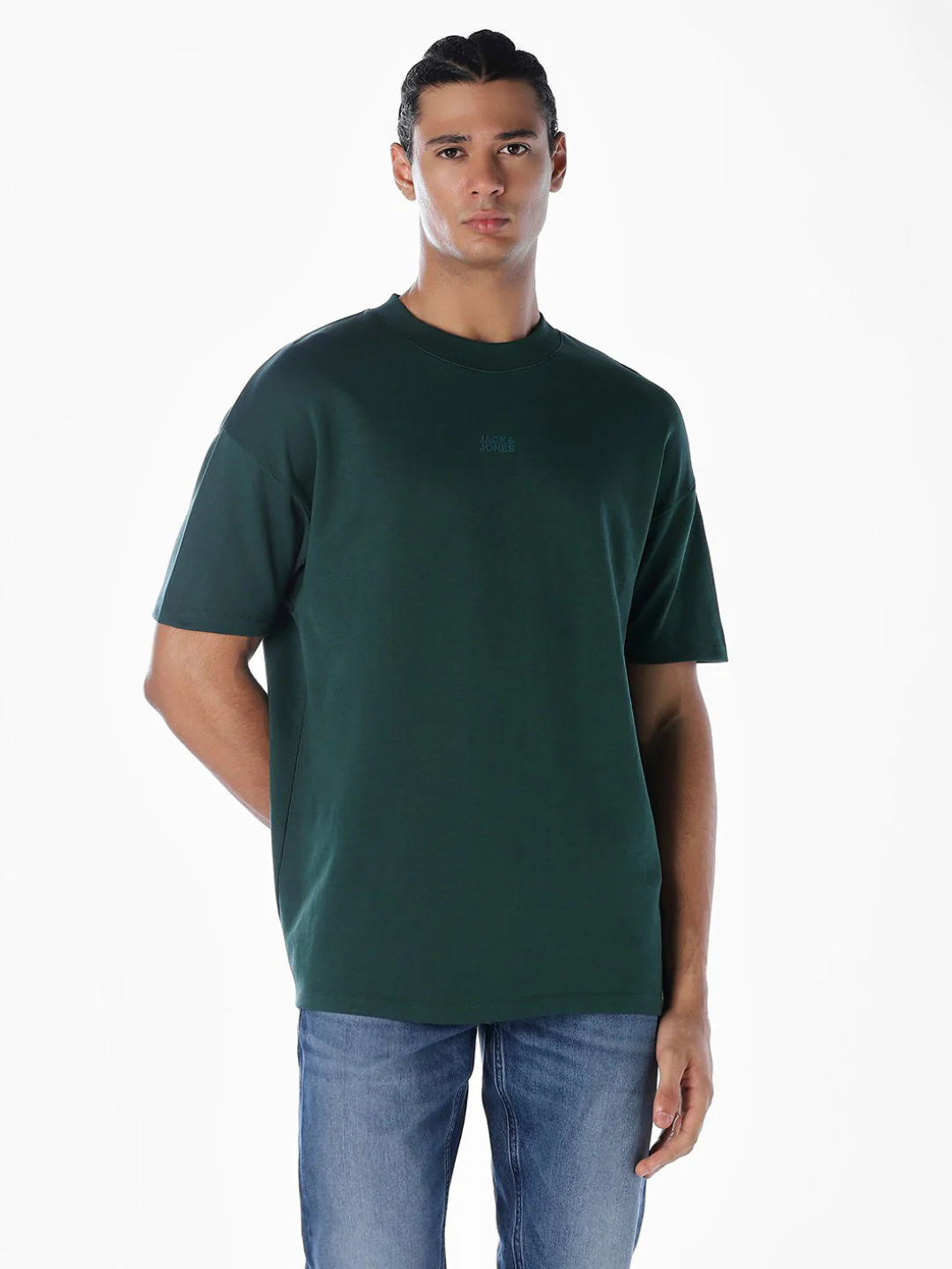 Logo Text Oversized Knit T-shirt - Dark Green - Image 2