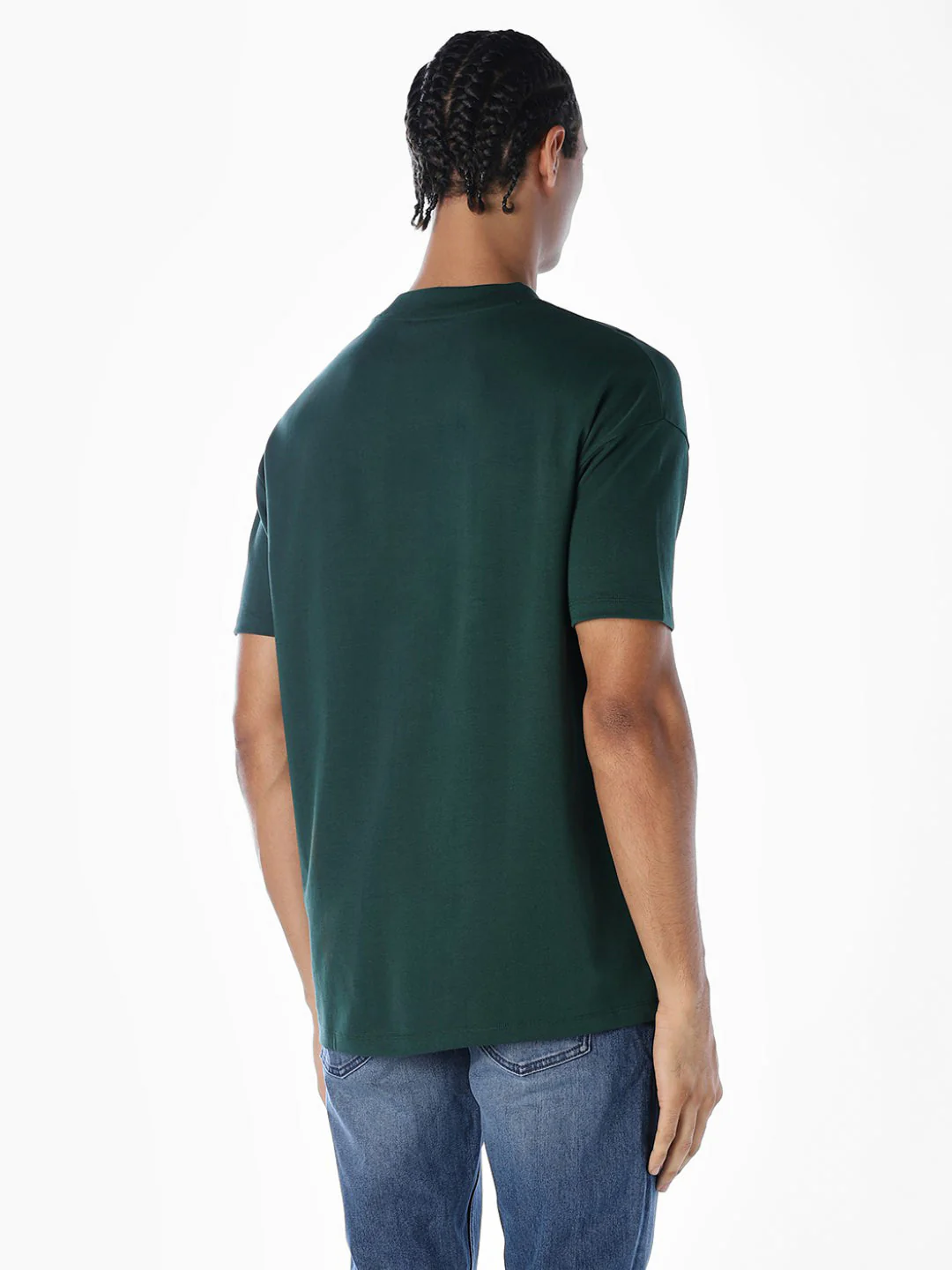 Logo Text Oversized Knit T-shirt - Dark Green - Image 4
