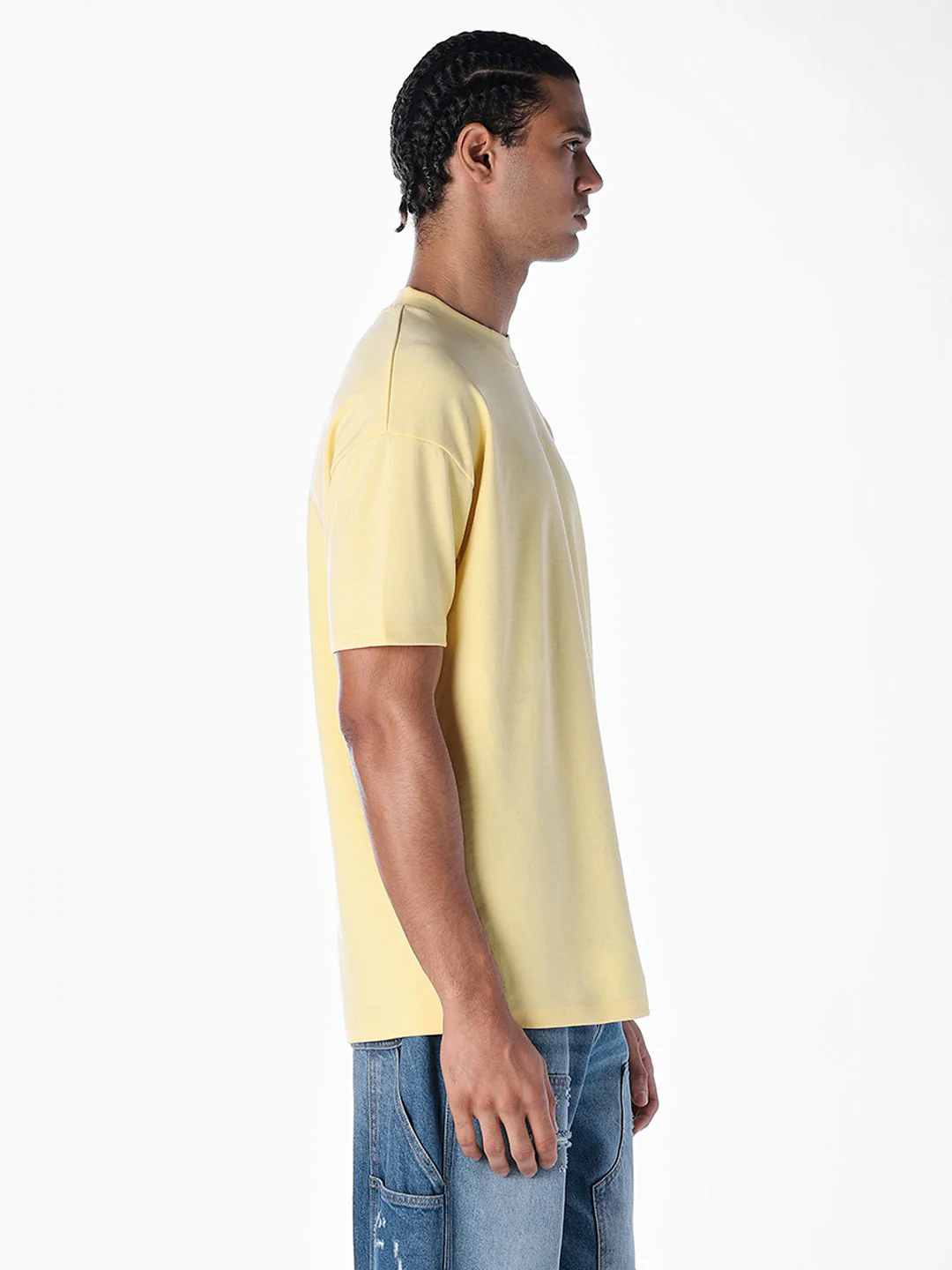 Logo Text Oversized Knit T-shirt - Yellow - Image 3