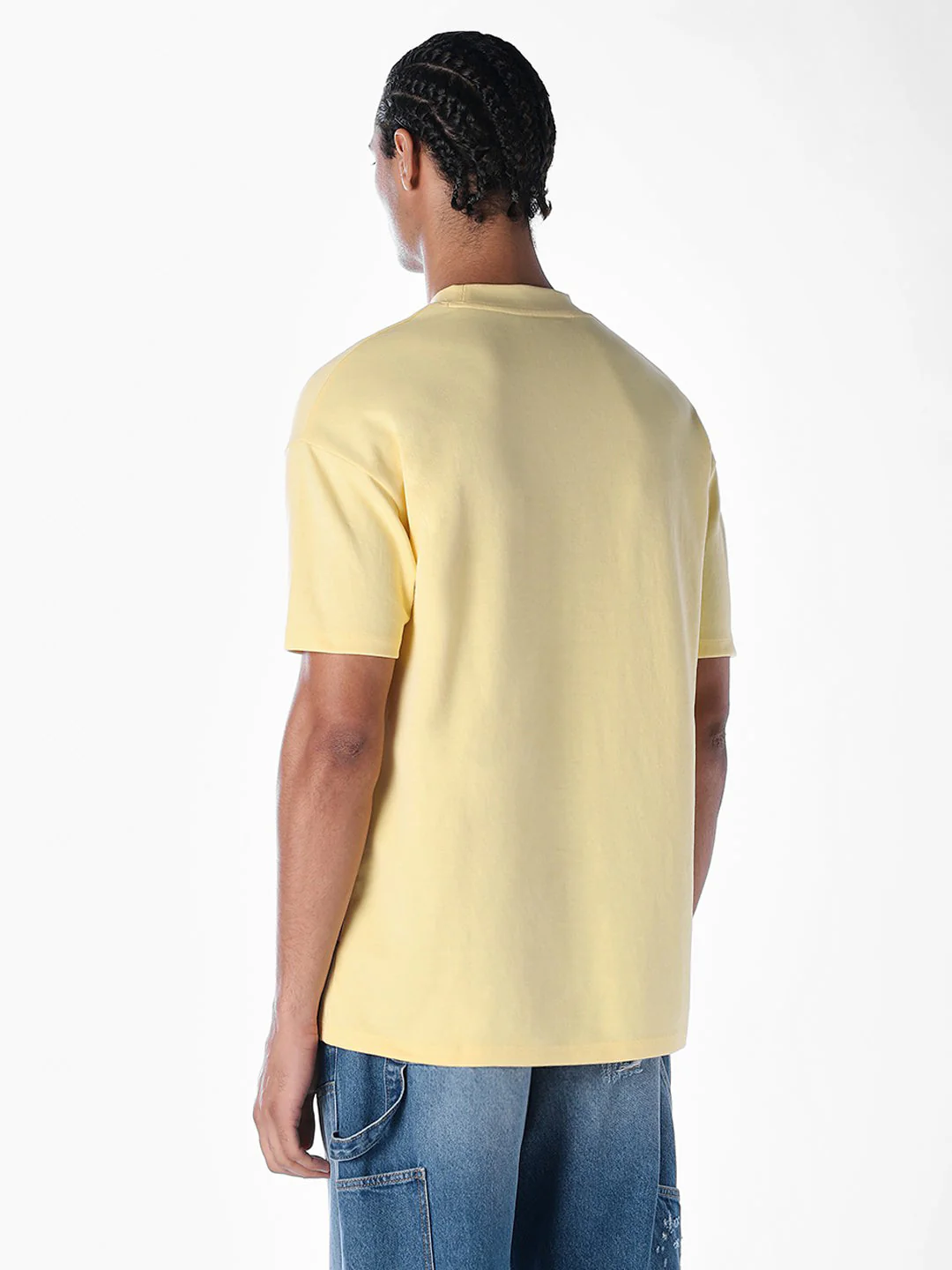 Logo Text Oversized Knit T-shirt - Yellow - Image 4