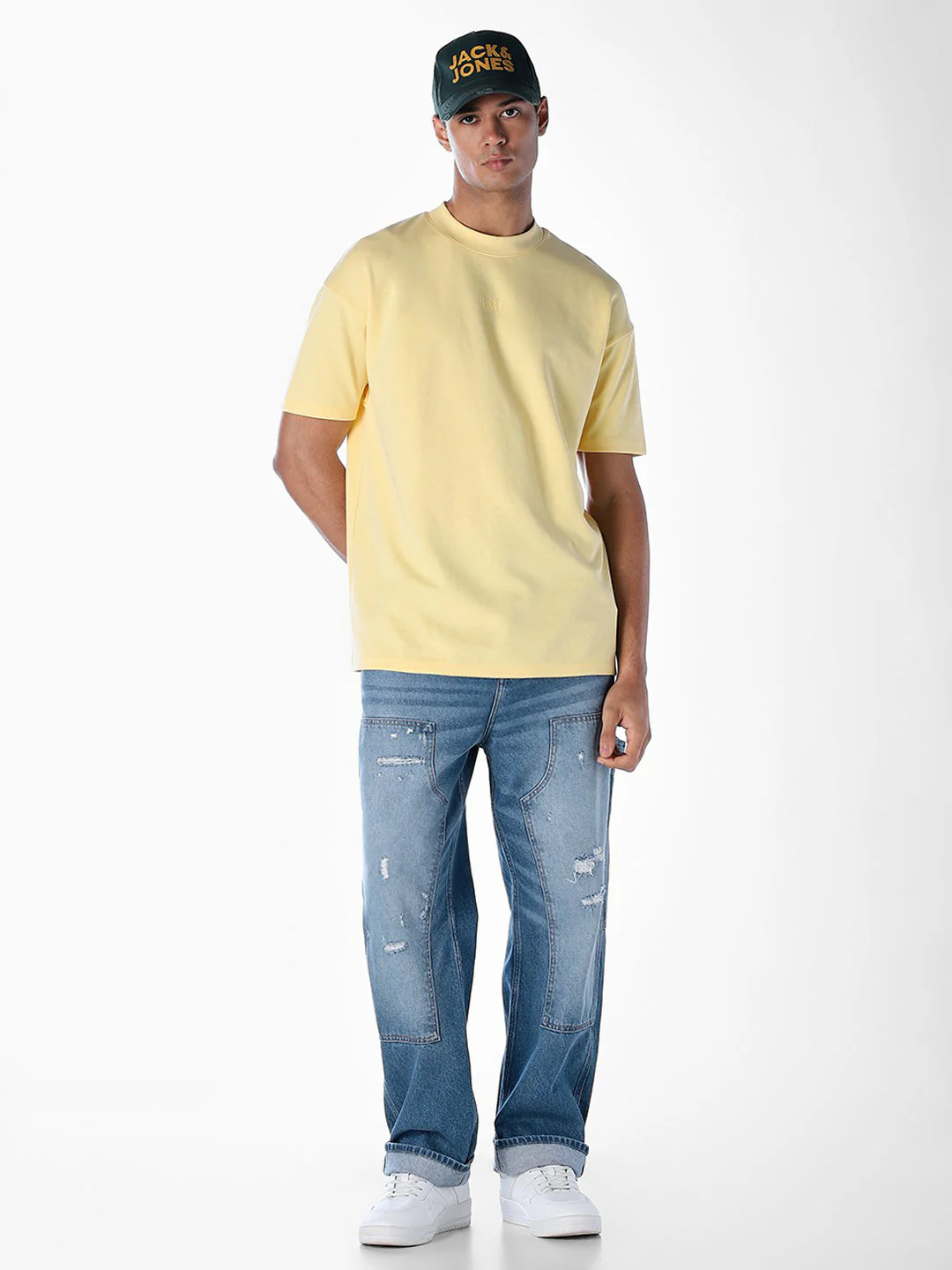 Logo Text Oversized Knit T-shirt - Yellow - Image 6