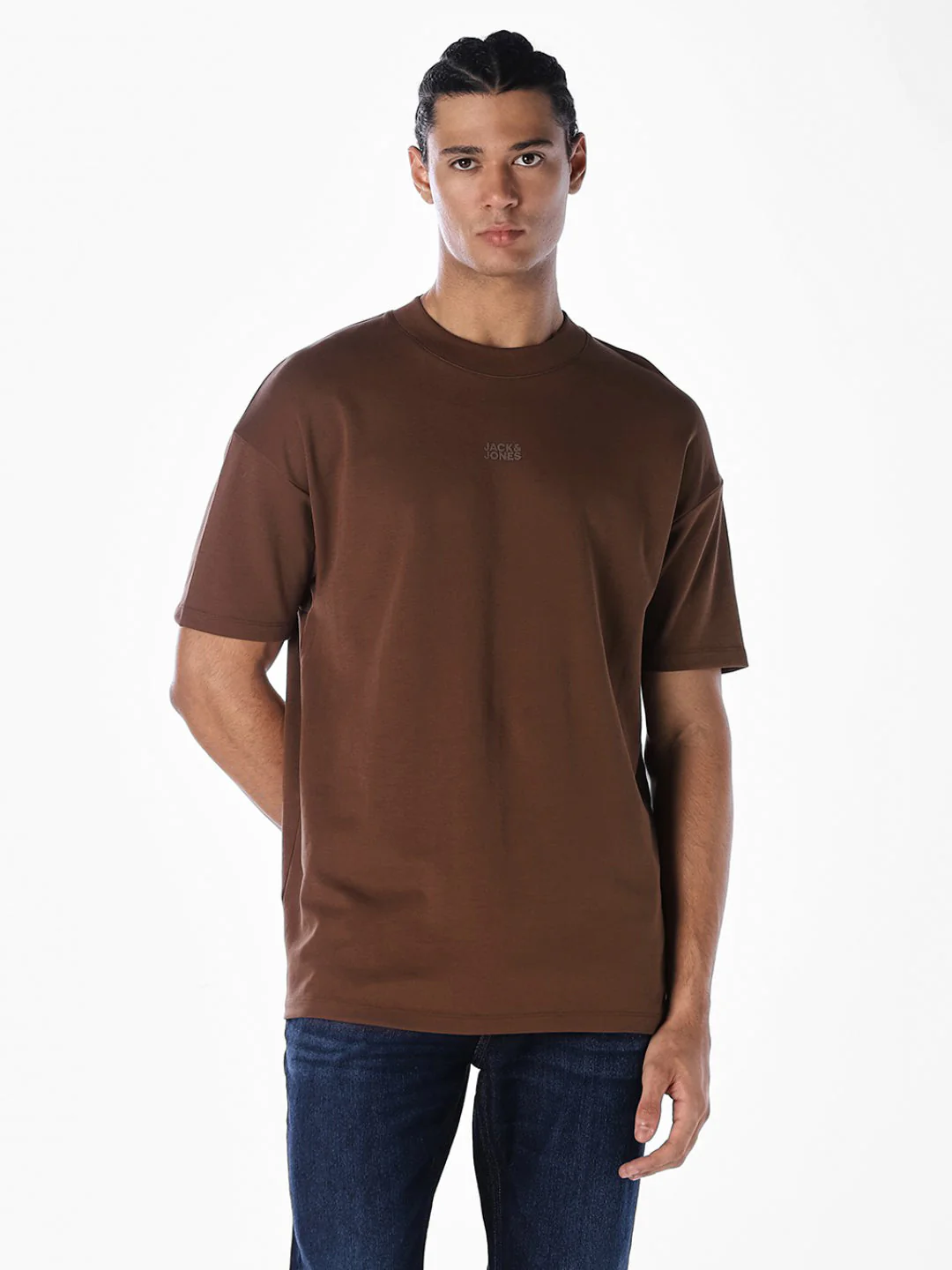 Logo Text Oversized Knit T-shirt - Dark Brown - Image 2