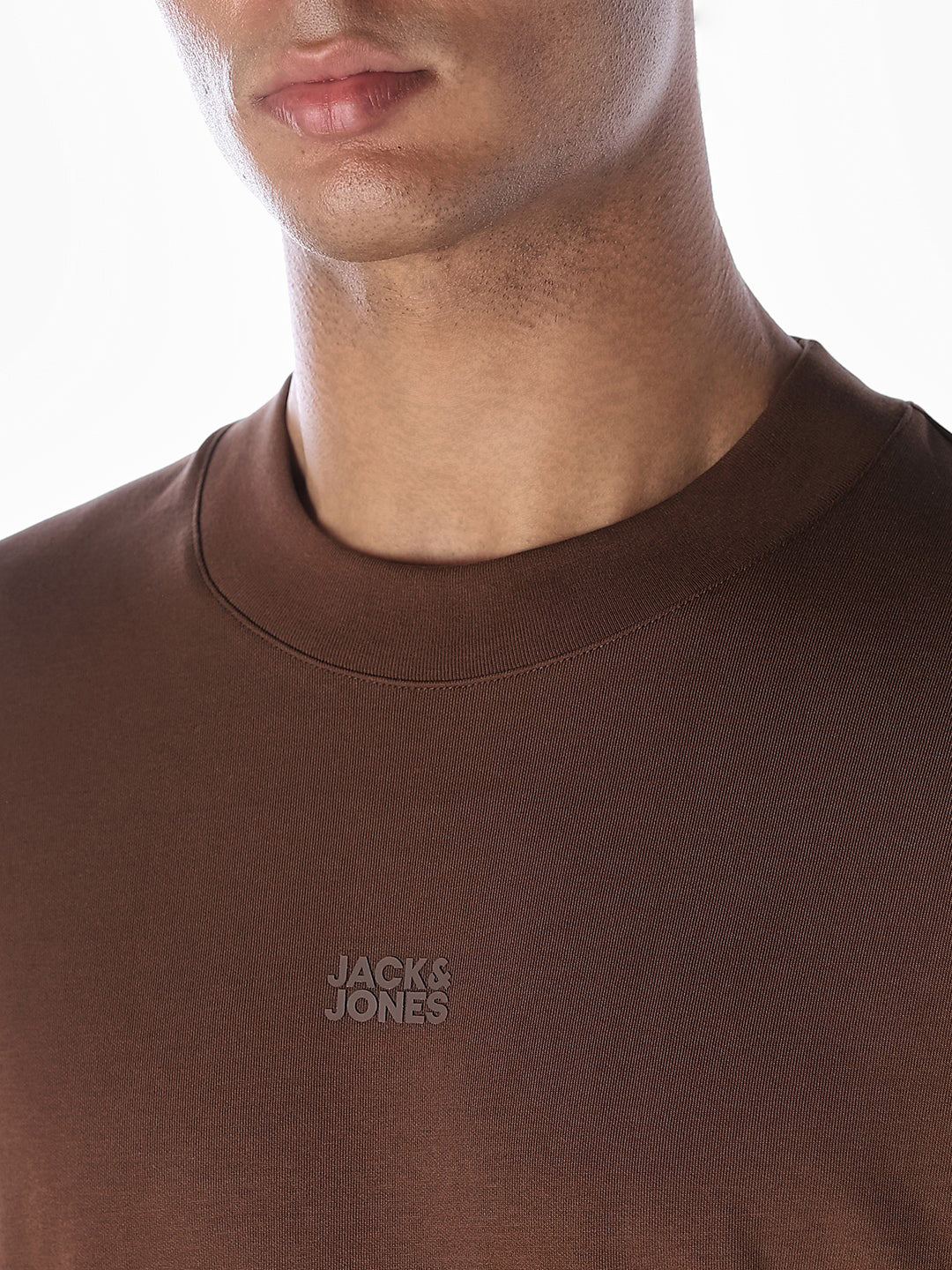 Logo Text Oversized Knit T-shirt - Dark Brown - Image 5