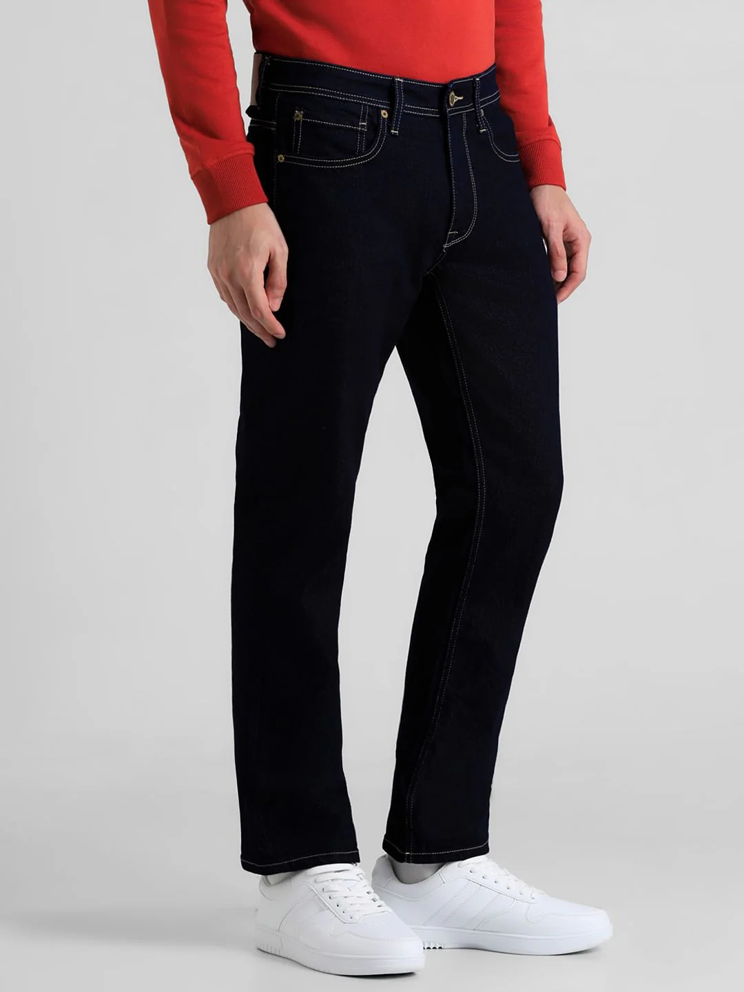 Dark Blue Mid Rise Clark Regular Fit Jeans - Image 2