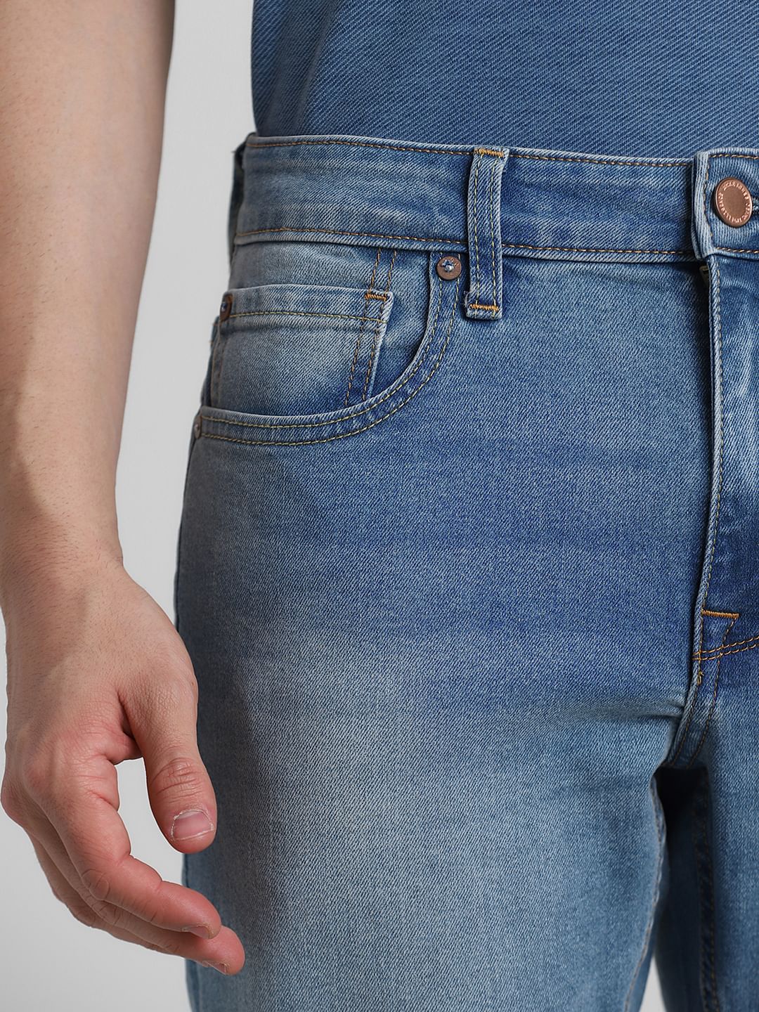 Blue Mid Rise Washed Clark Regular Fit Jeans - Image 4