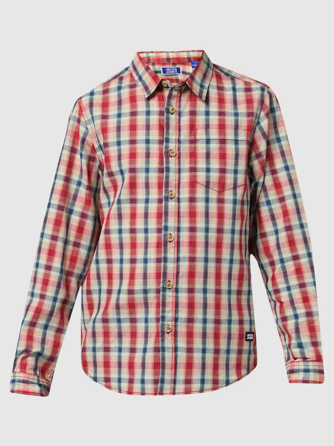 Boys Beige Check Cotton Shirt - Image 6