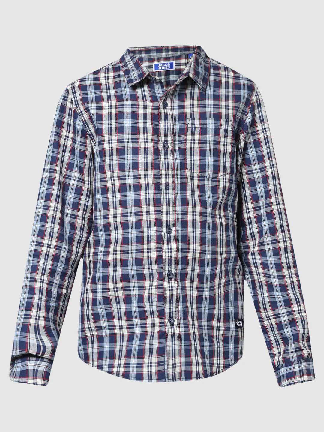 Boys Navy Check Cotton Shirt - Image 6