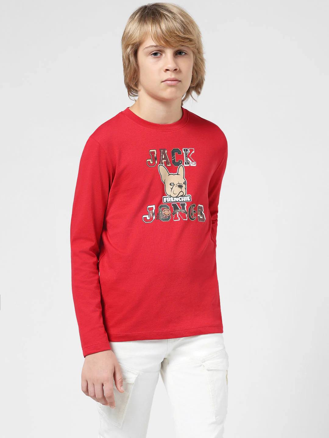 Boys Red Printed Cotton T-shirt - Image 2