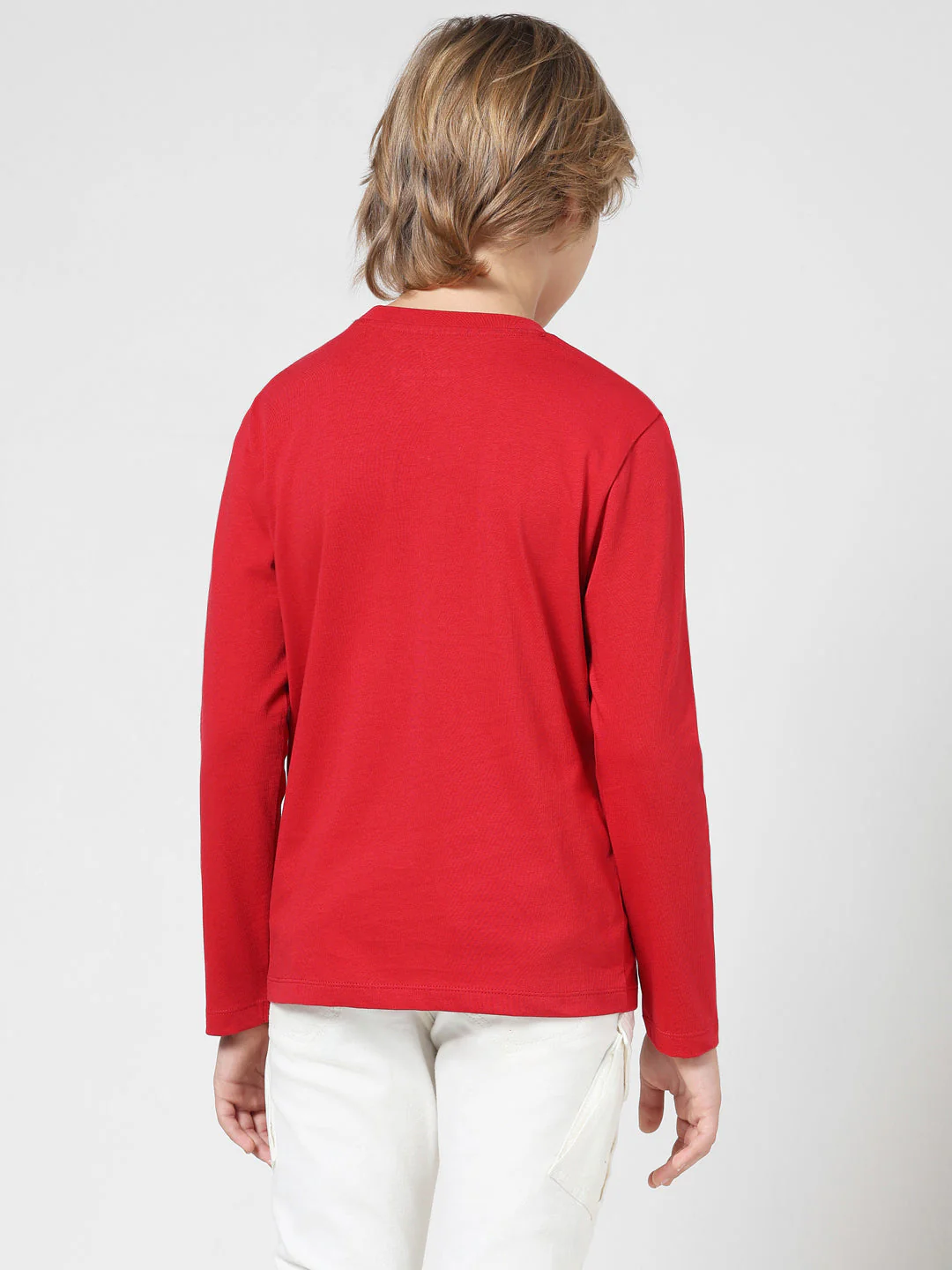 Boys Red Printed Cotton T-shirt - Image 3