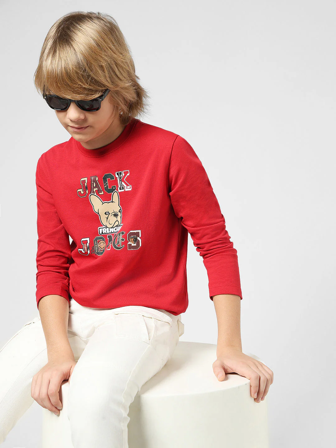 Boys Red Printed Cotton T-shirt - Image 6