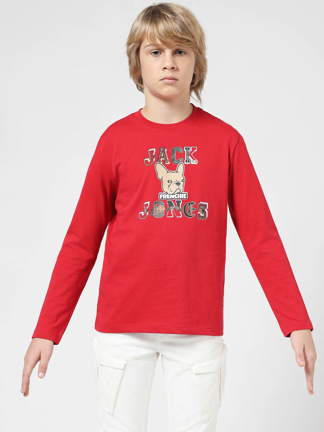 Boys Red Printed Cotton T-shirt - Image 8