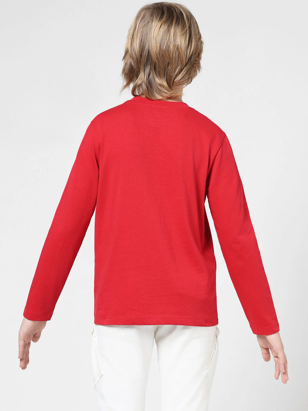 Boys Red Printed Cotton T-shirt - Image 9