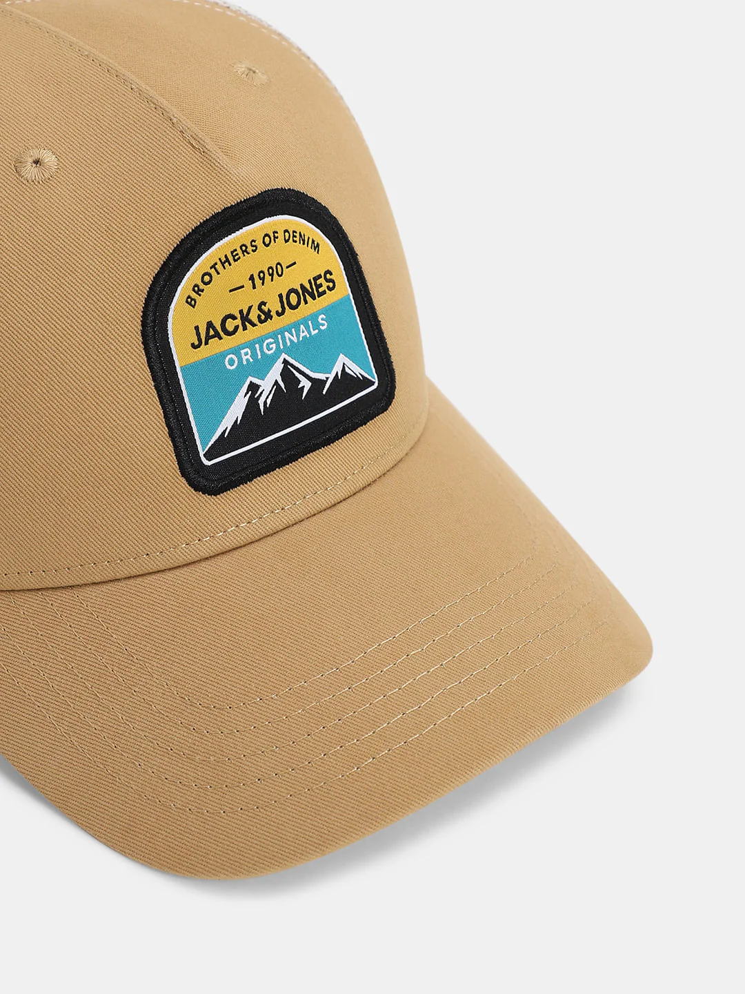 Beige Mesh Printed Baseball Cap - Image 4