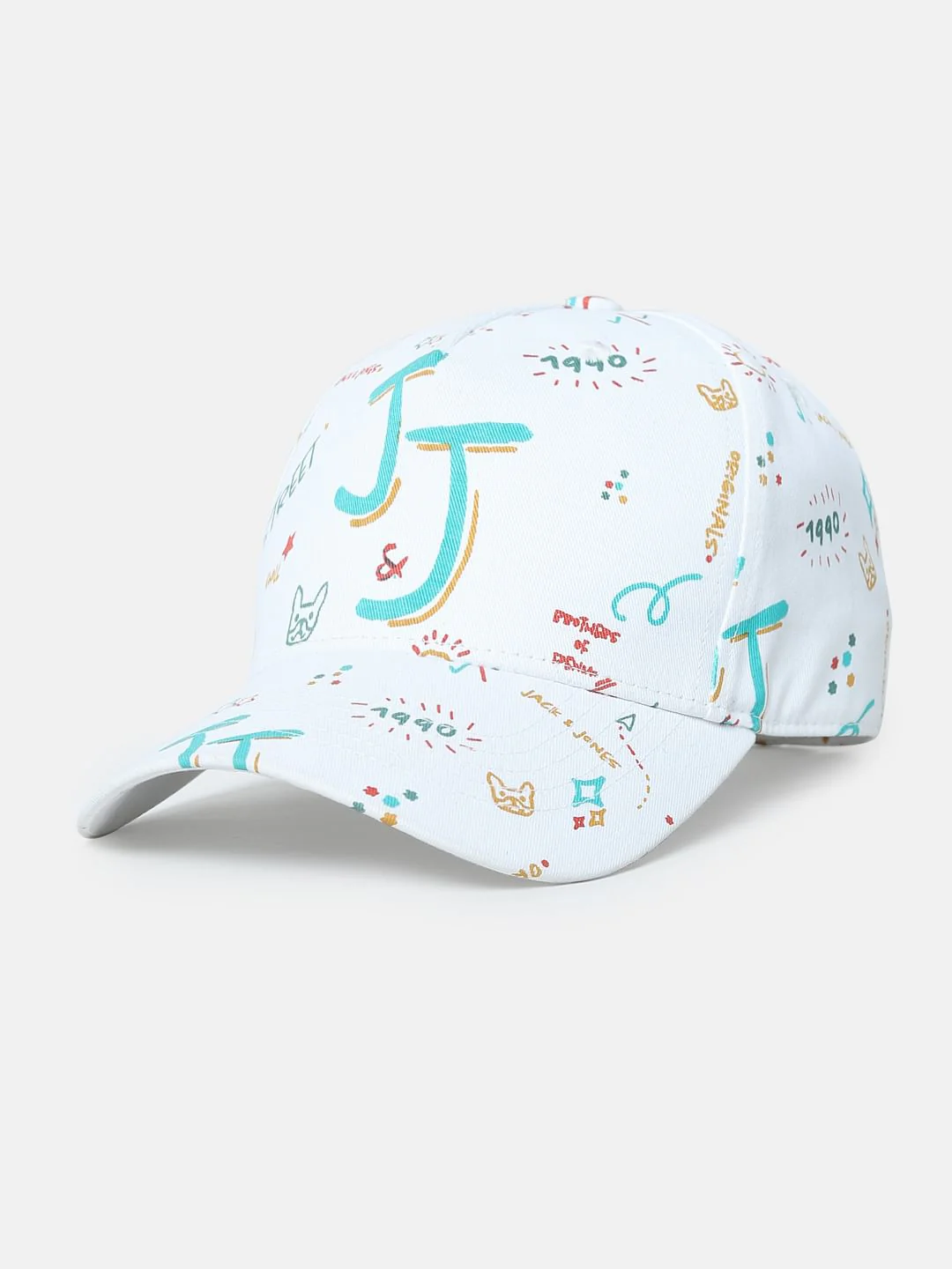 White Doodle Print Baseball Cap - Image 3