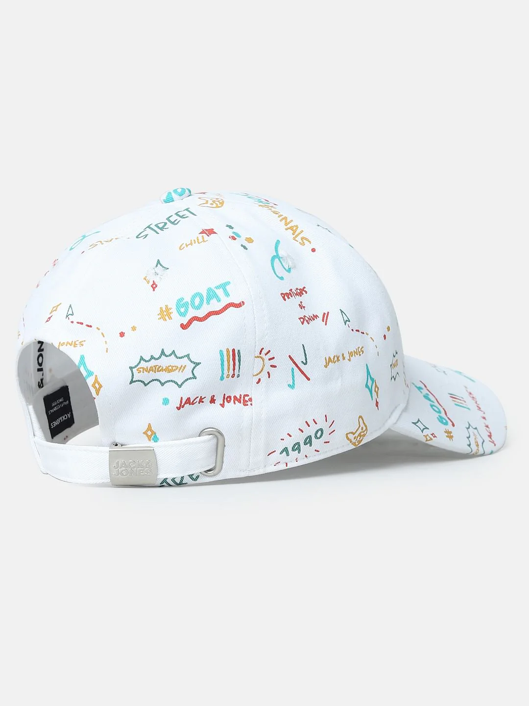 White Doodle Print Baseball Cap - Image 5