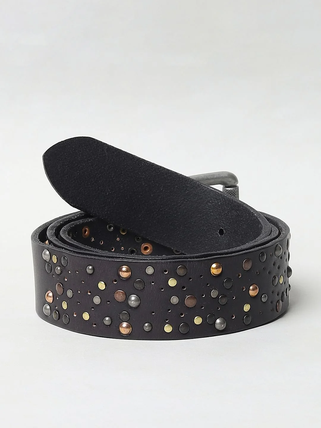 Black Studded Leather Belt - Image 3