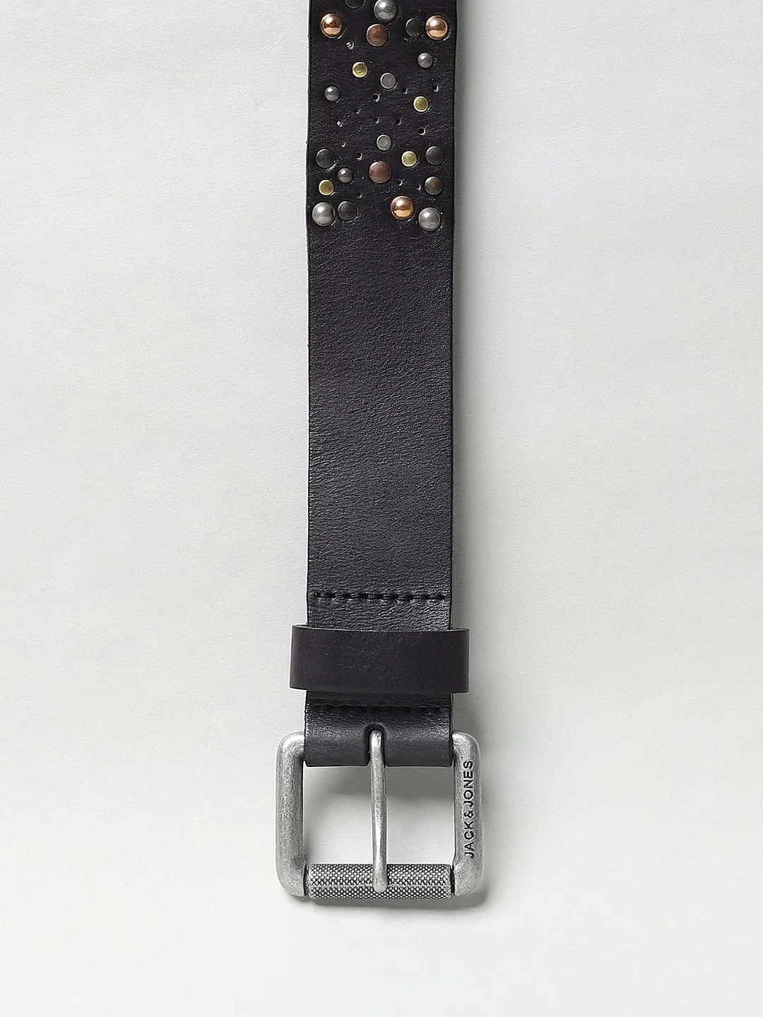 Black Studded Leather Belt - Image 4