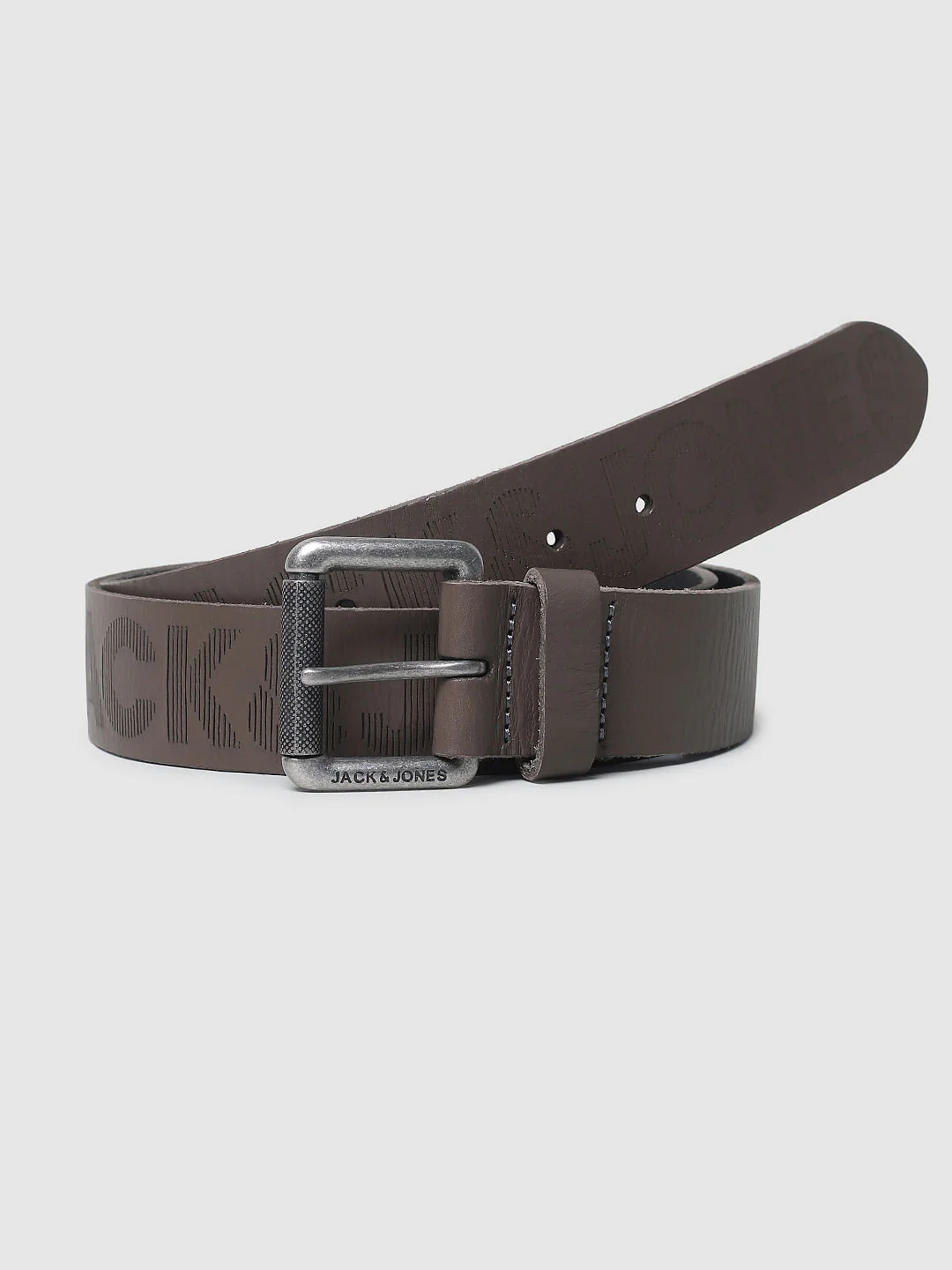 Brown Logo Print Leather Belt - Image 2