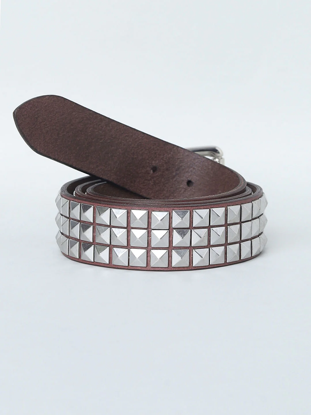 Brown Studded Leather Belt - Image 3