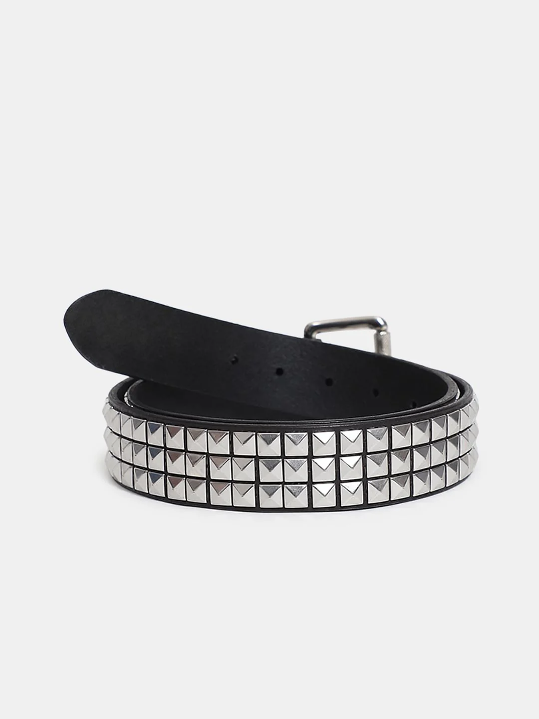 Black Studded Leather Belt - Image 2