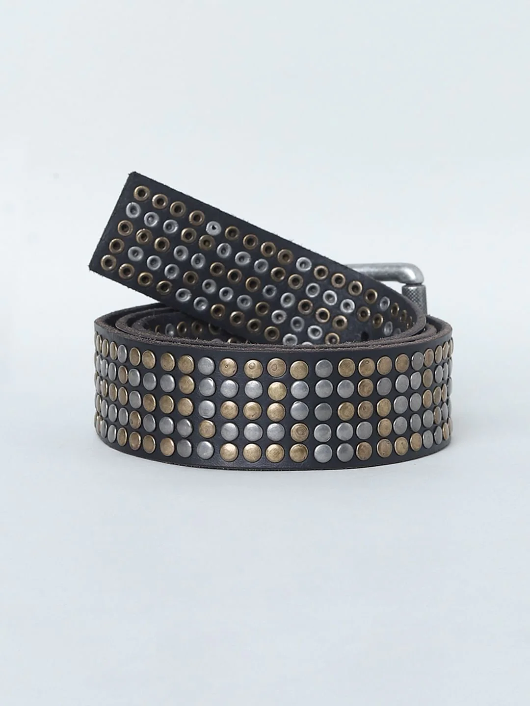 Black Studded Leather Belt - Image 3