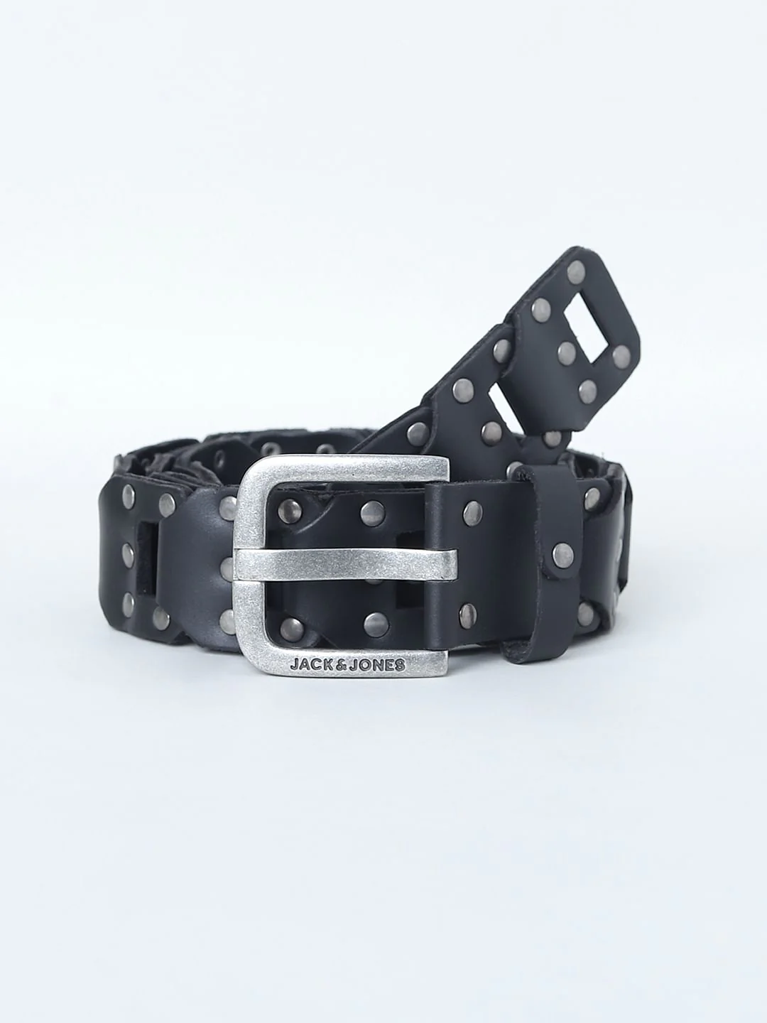 Black Studded Leather Belt - Image 2
