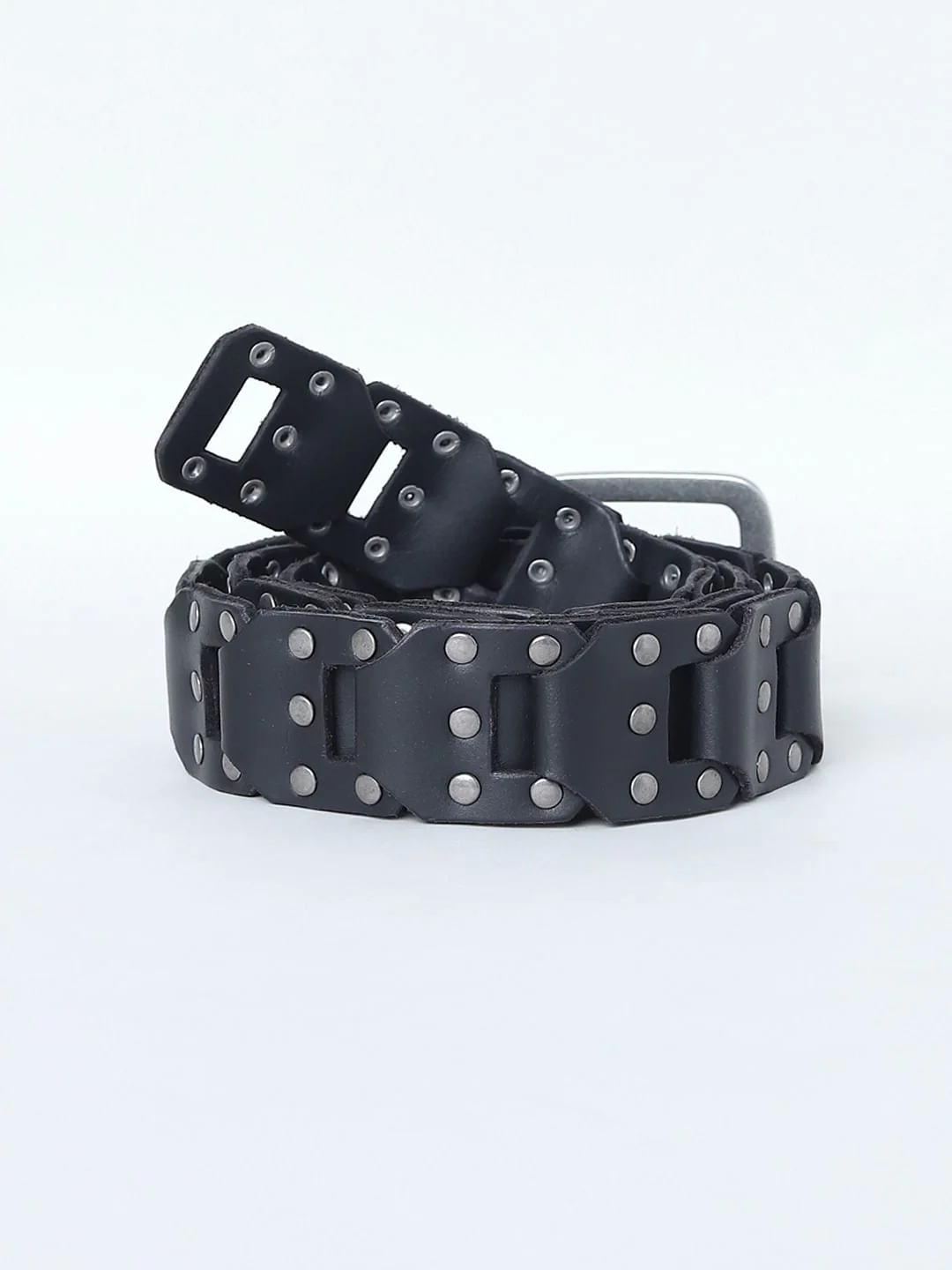 Black Studded Leather Belt - Image 3