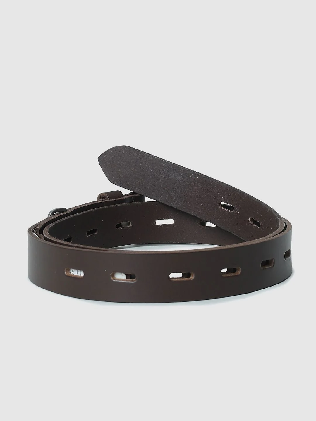 Brown Leather Cut-Out Detail Belt - Image 3
